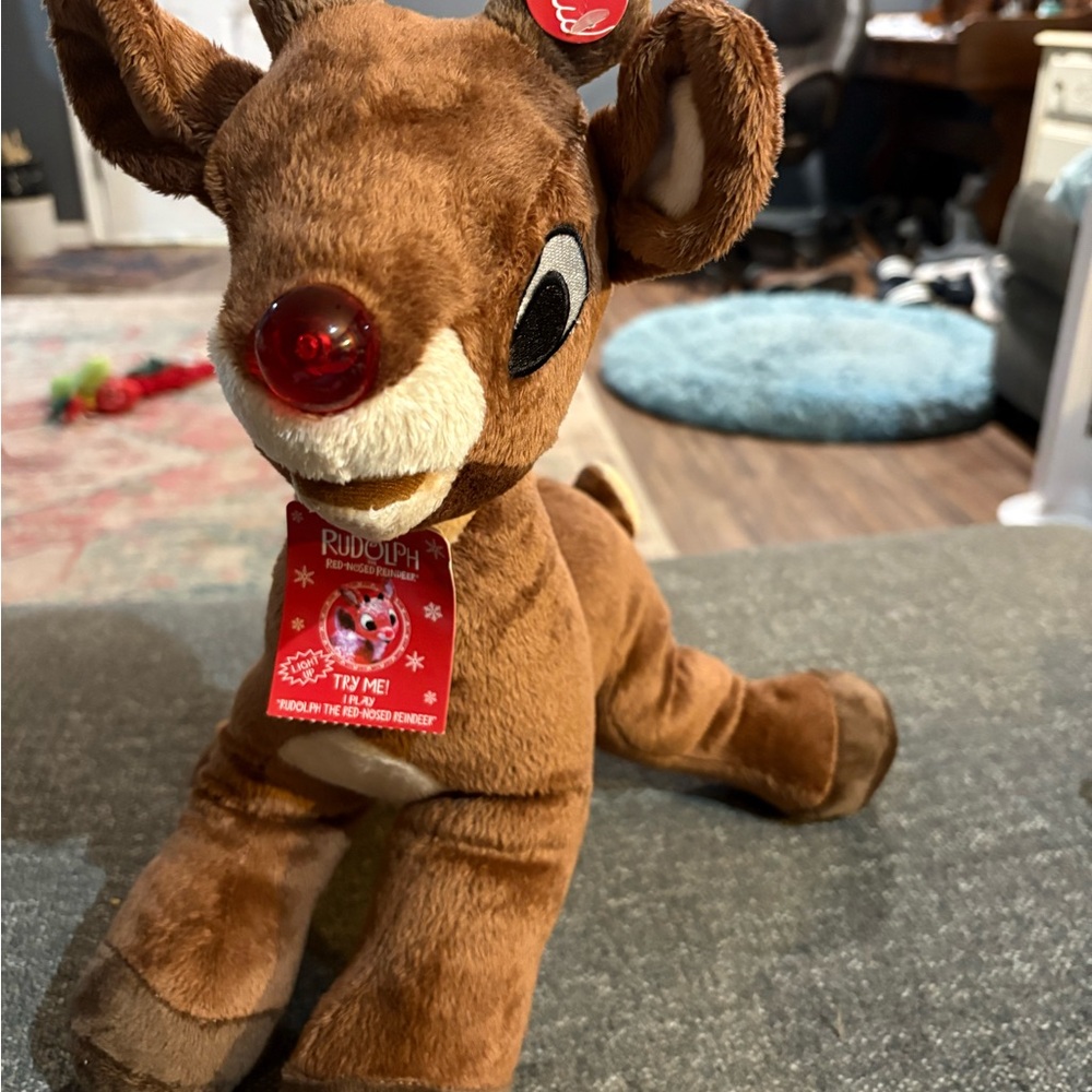 Brown and Red Stuffed Animal Plush Toy